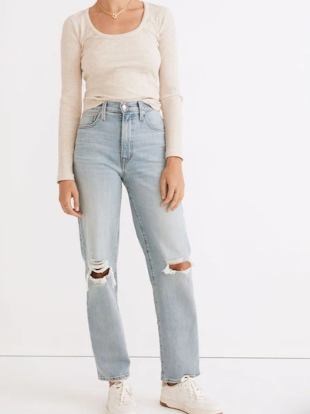 Madewell Perfect Vintage Straight Jean - Knee-Rip Edition - Picture 3 of 6
